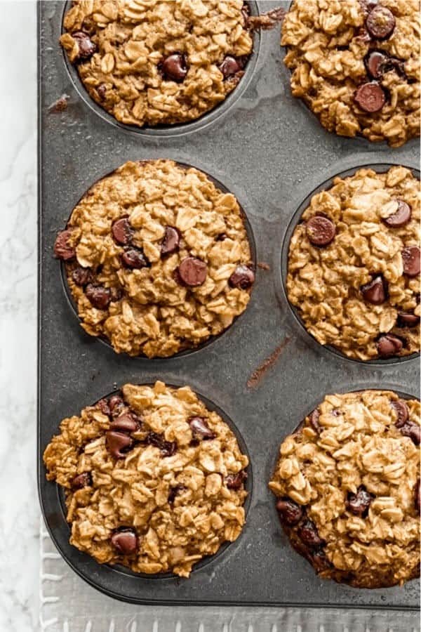 Banana Baked Oatmeal Cups with Chocolate Chips