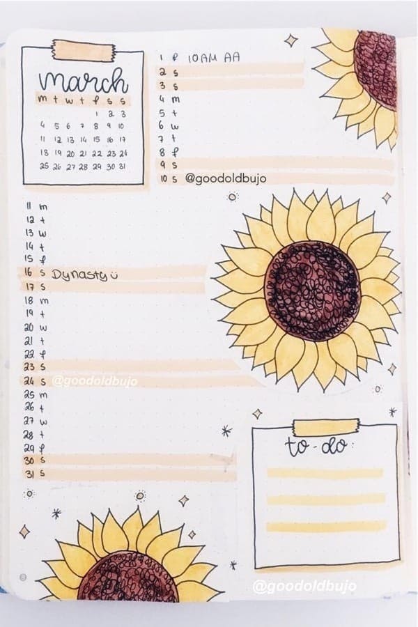 Pastel Sunflower Bullet Journal