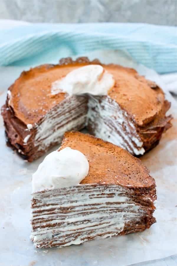 Chocolate Crêpe Cake with Bourbon