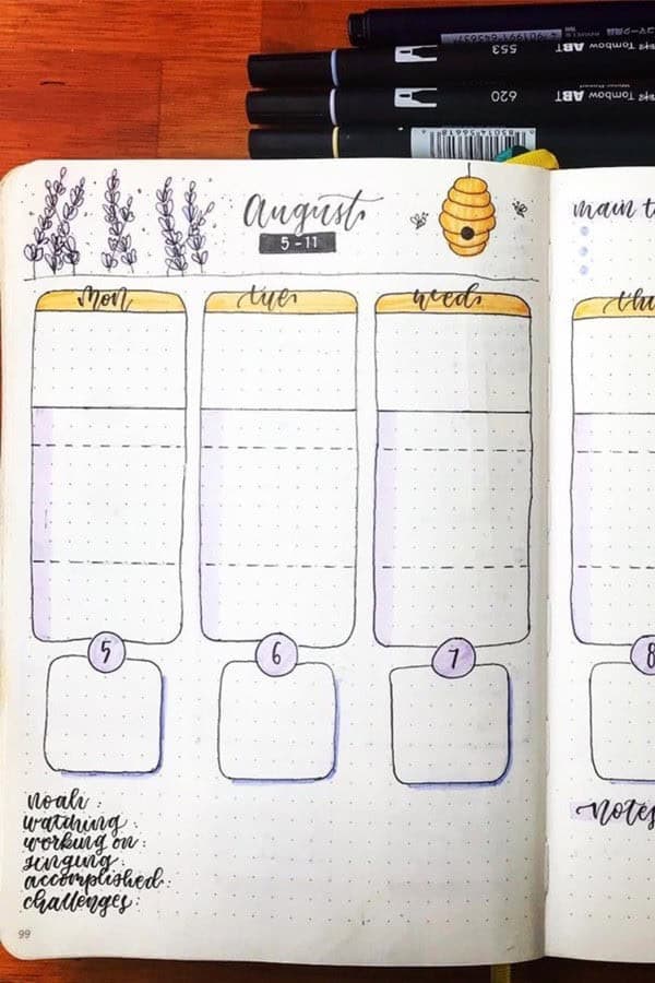 Honey Theme Weekly Spread