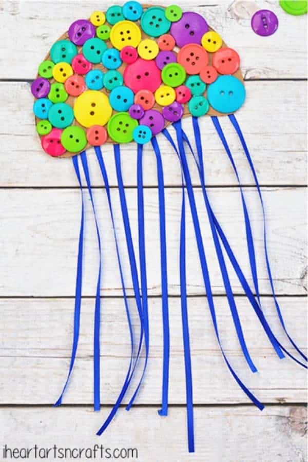 Colorful Button Jellyfish Craft For Kids