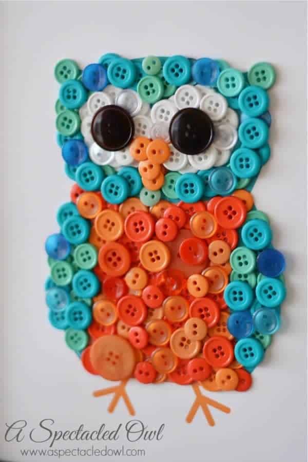 DIY Owl Button Craft For Kids