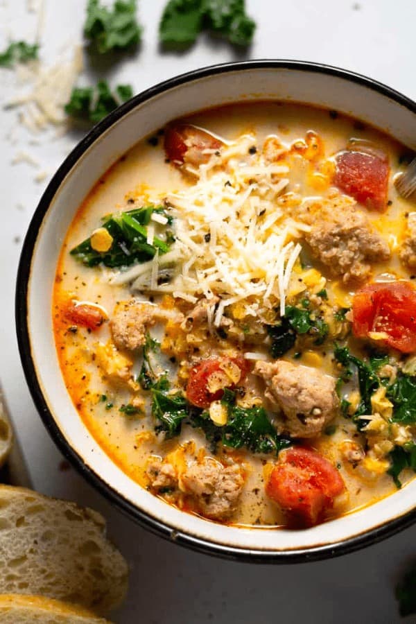 Spicy Sausage Lentil & Kale Soup