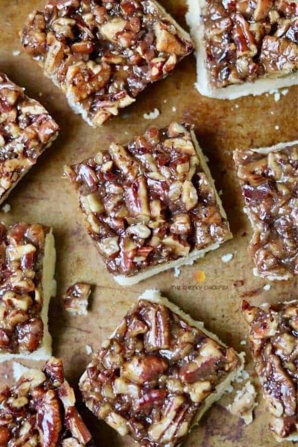 SALTED CARAMEL & PECAN VEGAN SHORTBREAD BARS