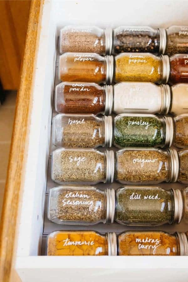 Simple Spice Drawer Organization