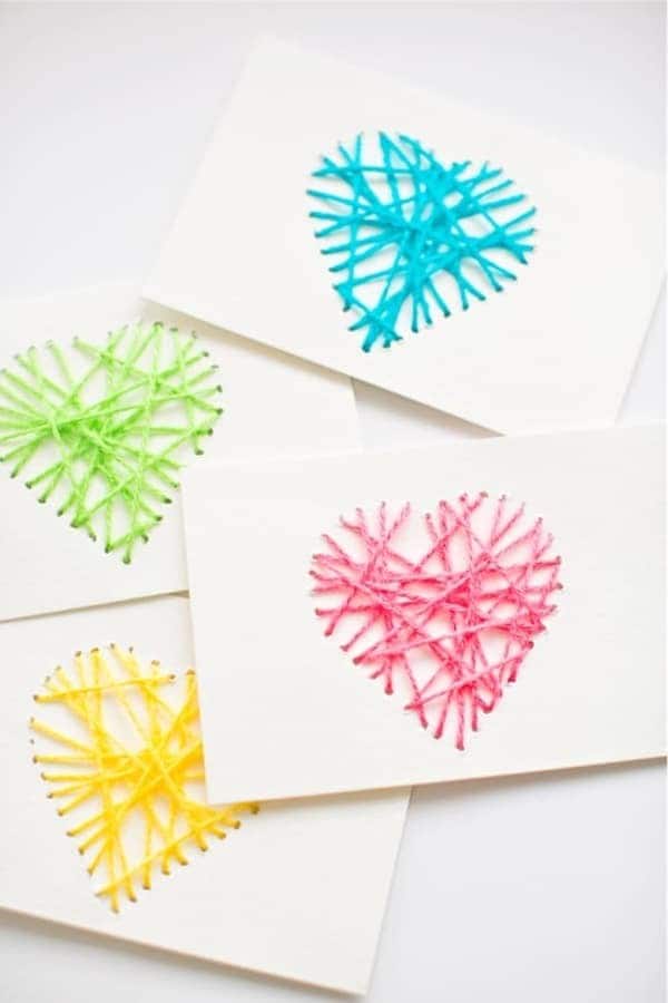 String Heart Yarn Cards