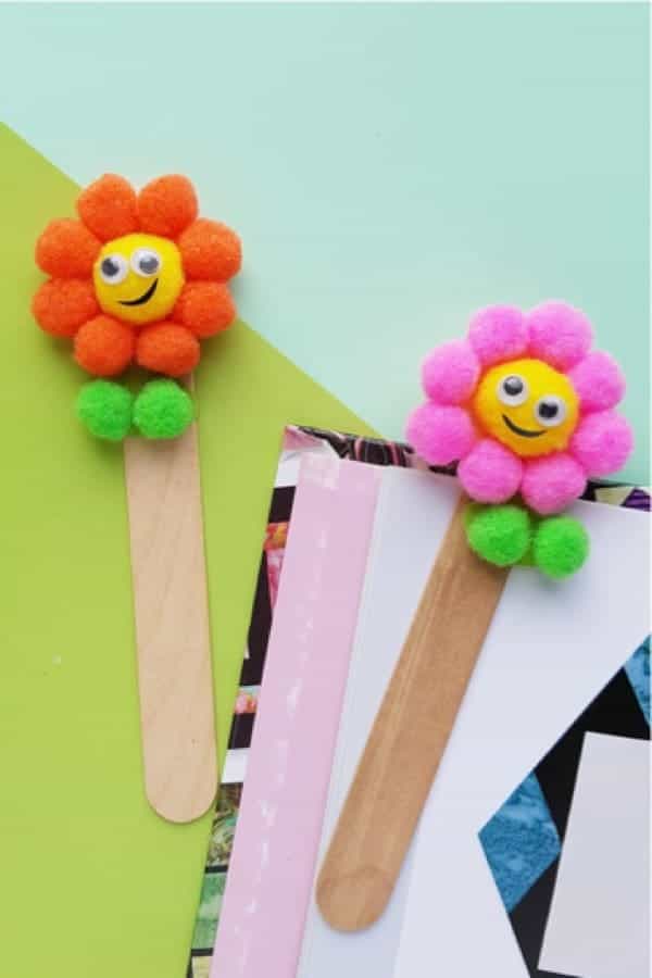 Pom Pom Flower Bookmark Craft