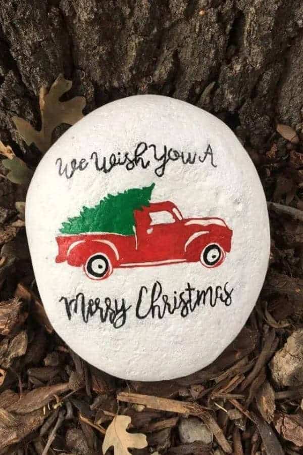 “WE WISH YOU A MERRY CHRISTMAS” PAINTED ROCK