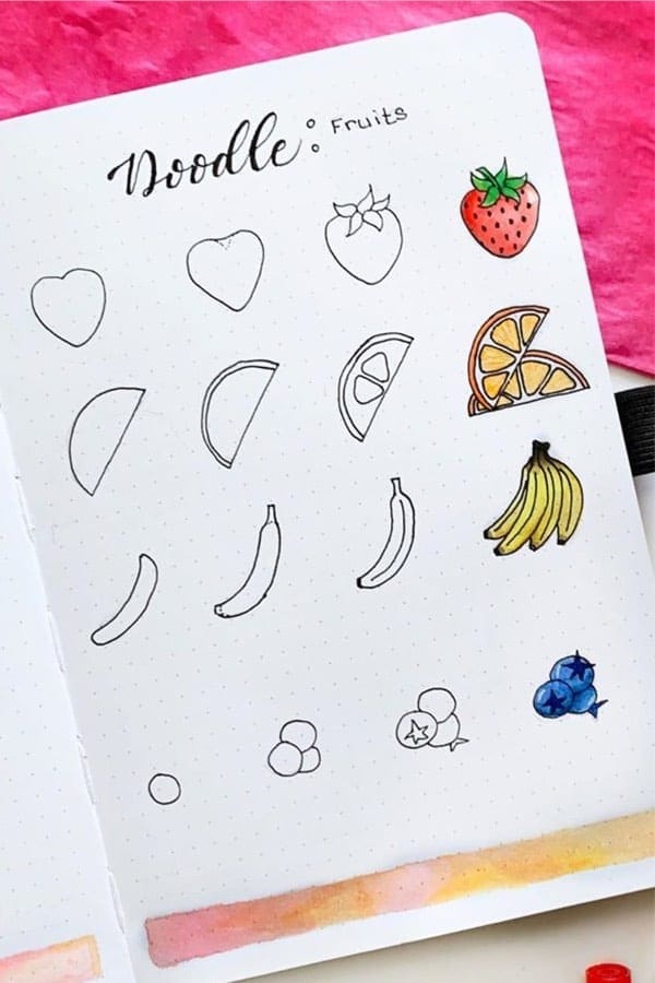 Fruit Drawings For Bullet Journal