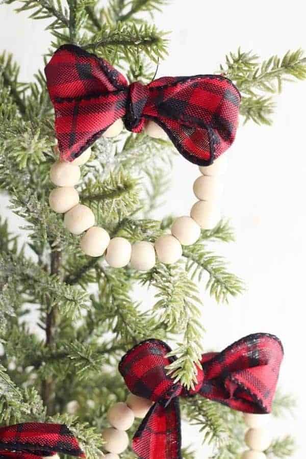 WOOD BEAD WREATH ORNAMENTS