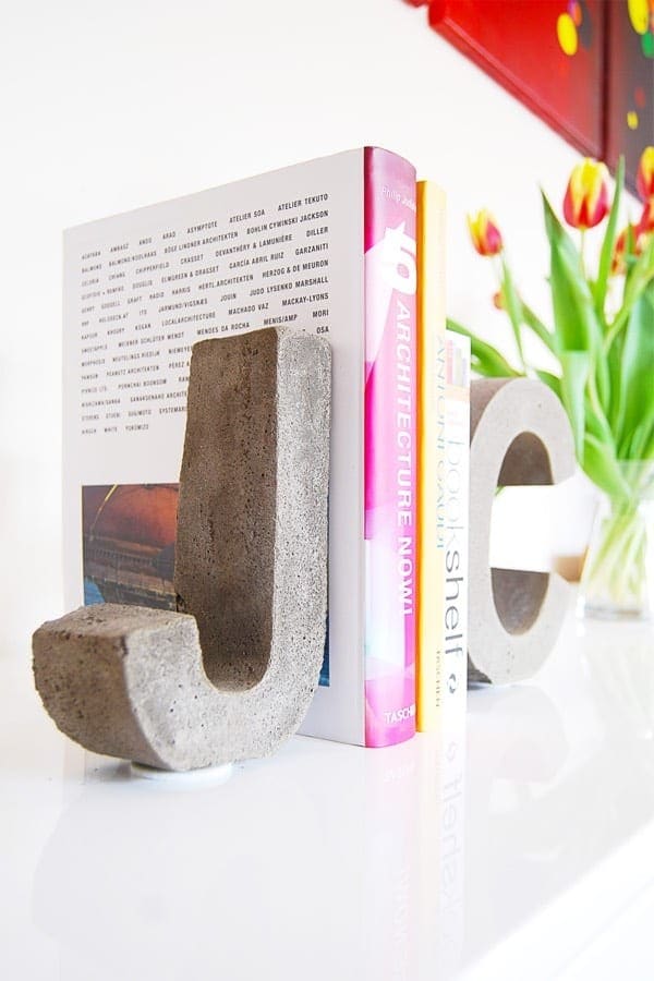 DIY Concrete Letter Bookends