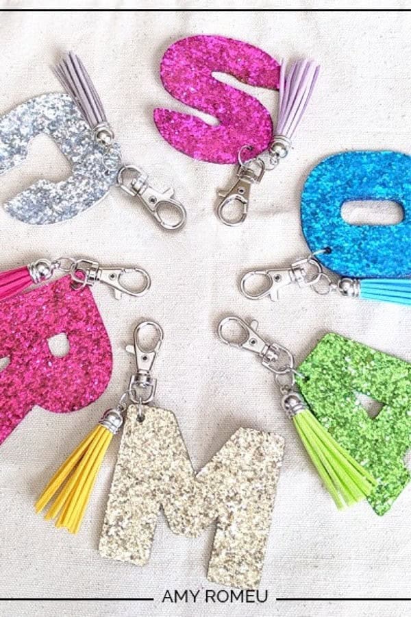 DIY Cricut Glitter Letter Keychains