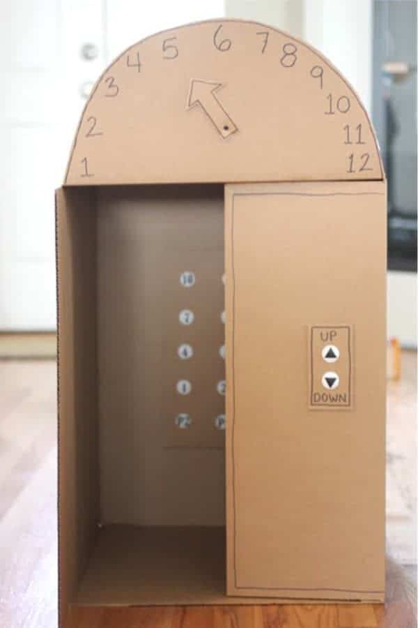 Cardboard Box Elevator With Push Buttons