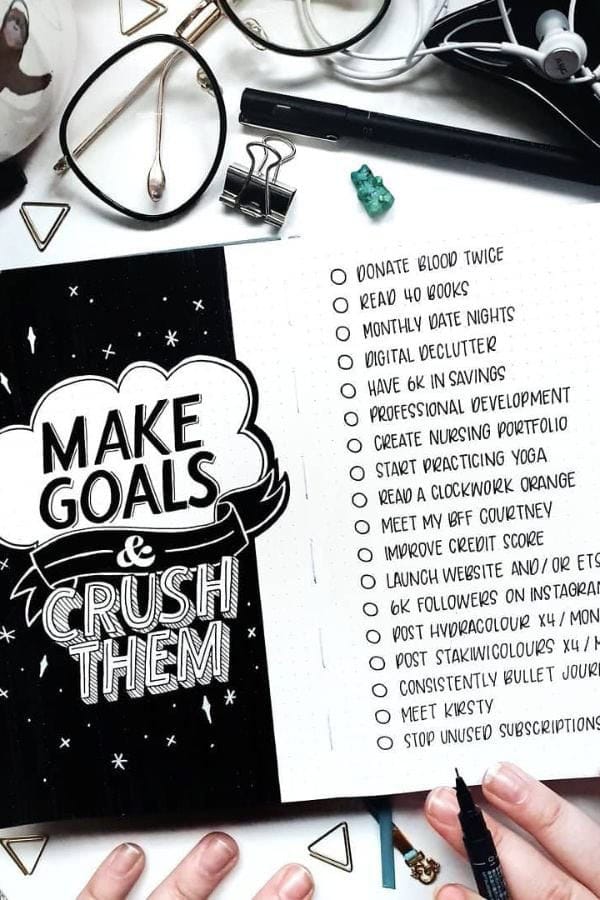 CRUSH THEM GOALS BULLET JOURNAL SPREAD