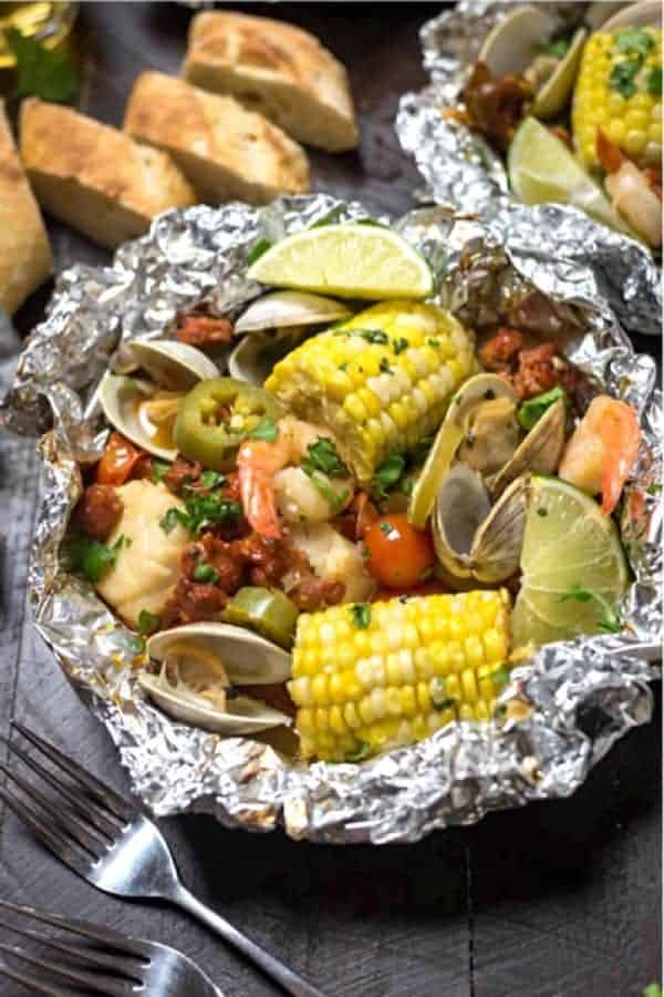 Cilantro Garlic Lime Seafood Packets