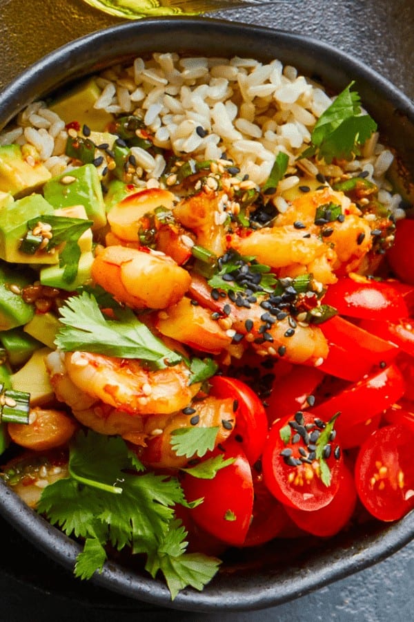 Brown Rice Shrimp Bowl