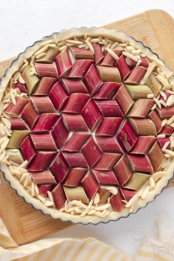 VEGAN FRANGIPANE AND GEOMETRIC RHUBARB TART