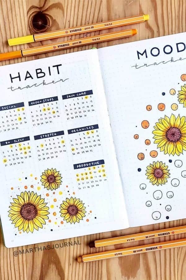 Yellow Bujo Trackers