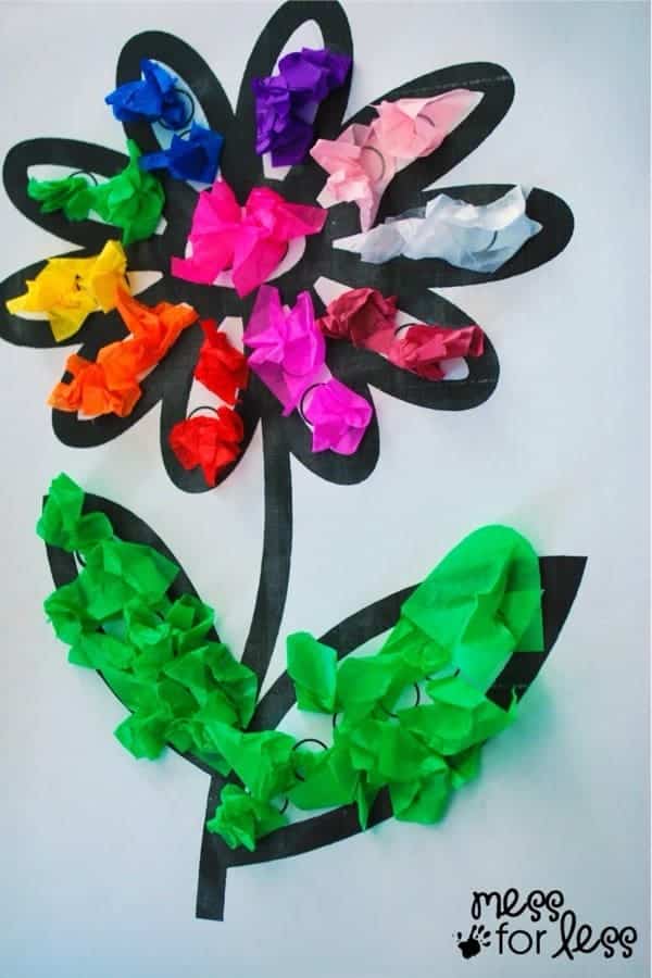 Tissue Paper Flower Art Activity