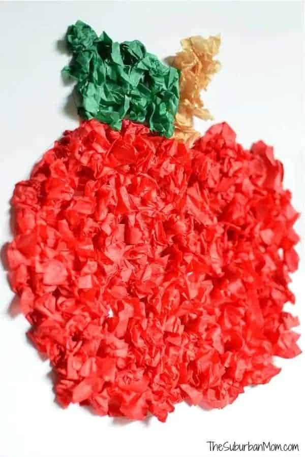 Tissue Paper Apple Craft For Preschoolers