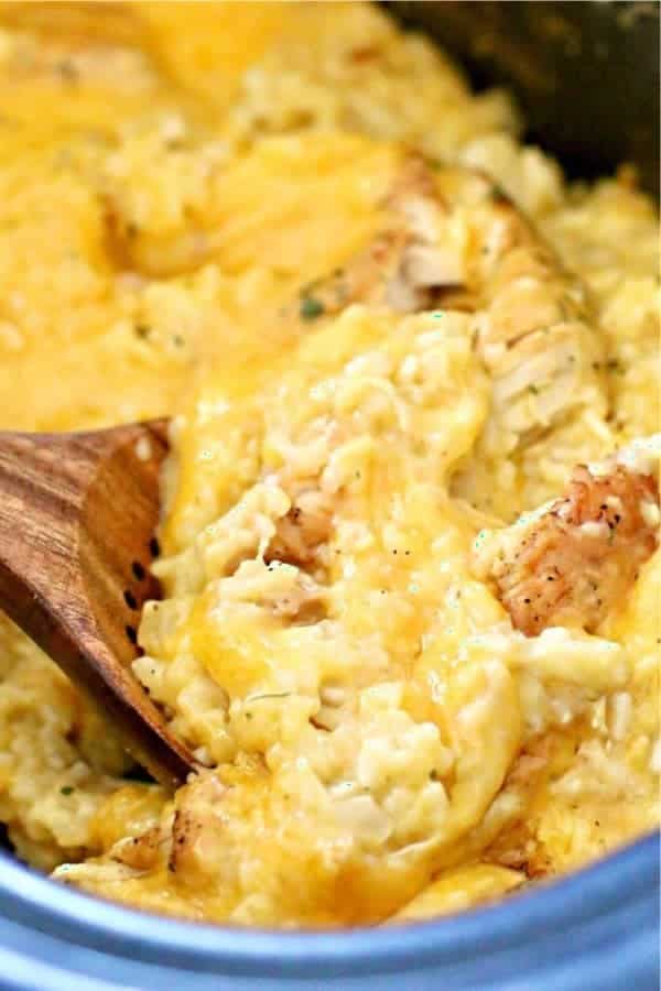 Cheesy Crock Pot Chicken & Rice