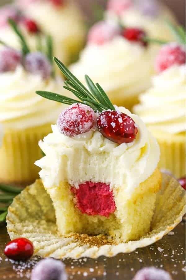 Sparkling Cranberry White Chocolate Cupcakes