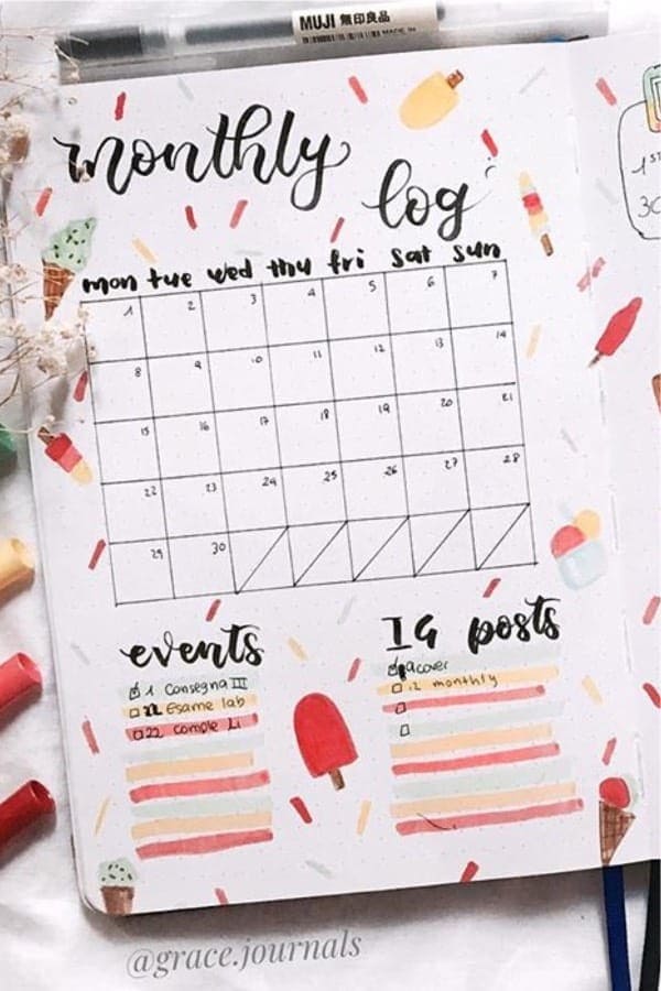 Popsicle Themed Monthly Log