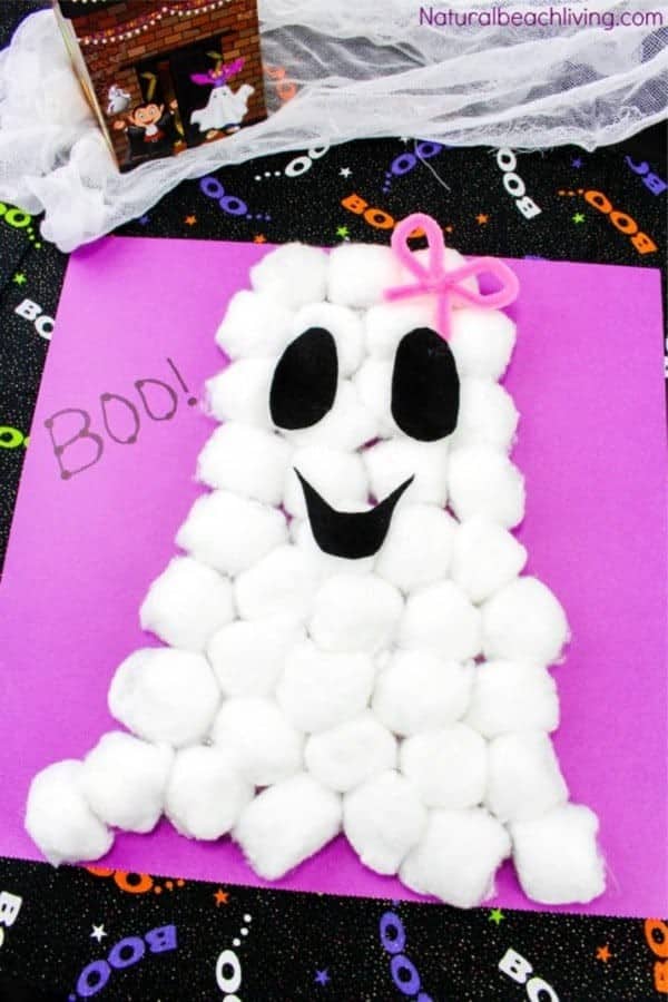 Easy Cotton Ball Ghost Craft for Preschoolers