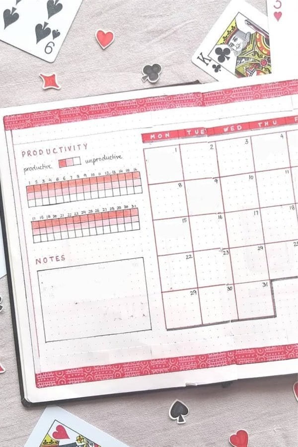 Red July Monthly Spread