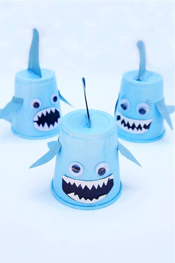 Baby Sharks Using Paper Cups