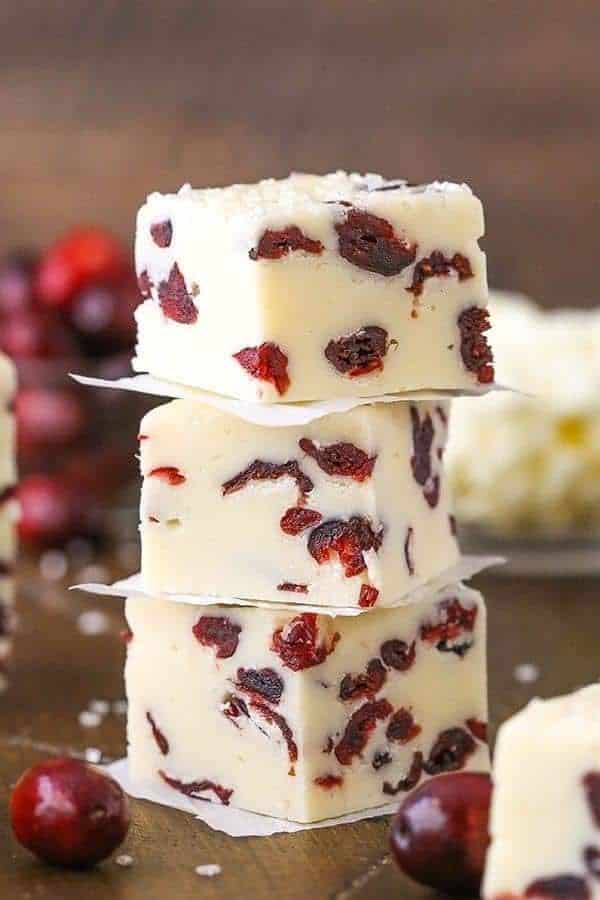 WHITE CHOCOLATE CRANBERRY FUDGE