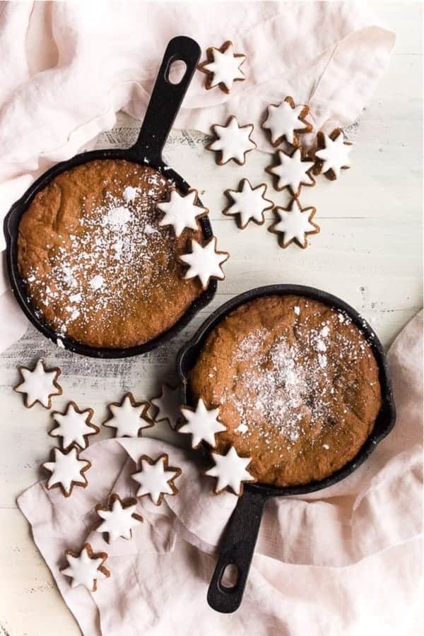 Cast Iron Skillet Gingerbread Cookie for Two