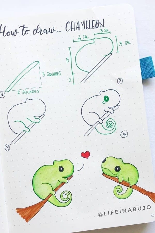 Step By Step Chameleon Doodle