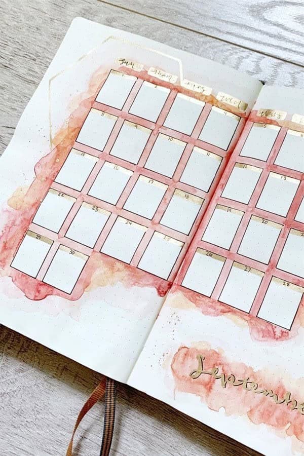 September Watercolor Monthly Spread