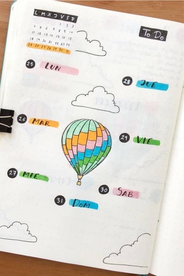 Colorful Flying Balloon Bujo Theme