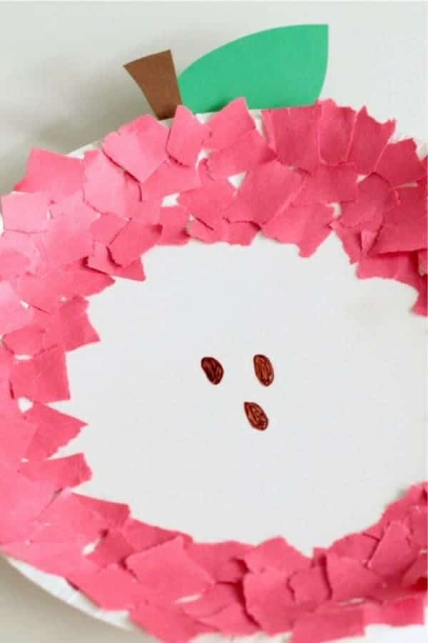 Fine Motor Paper Plate Apple Craft