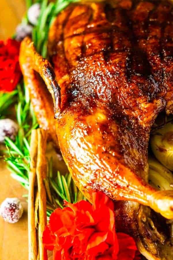 CHRISTMAS ROAST DUCK WITH CRANBERRY-ORANGE GLAZE