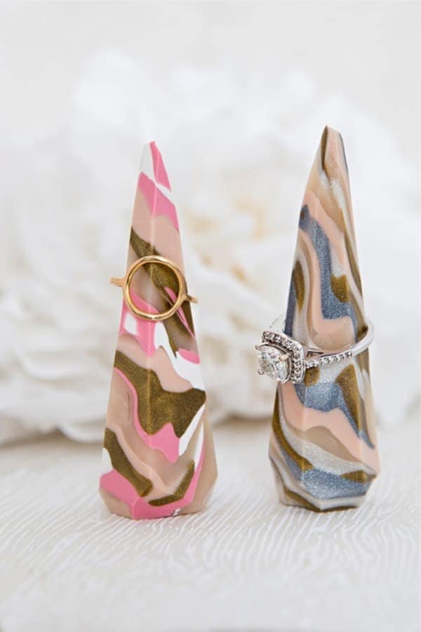 DIY Marbled Polymer Clay Ring Stands