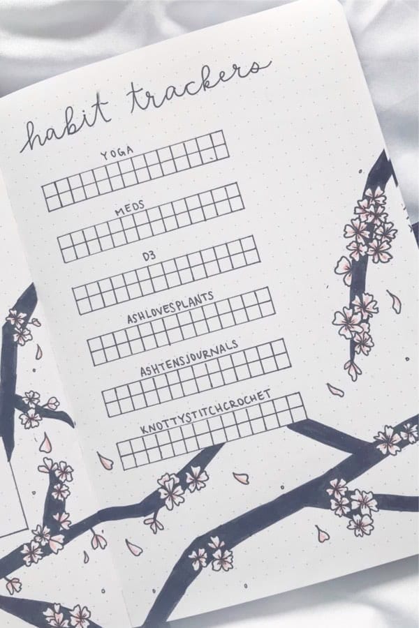 Habit Tracker With Cherry Blossoms