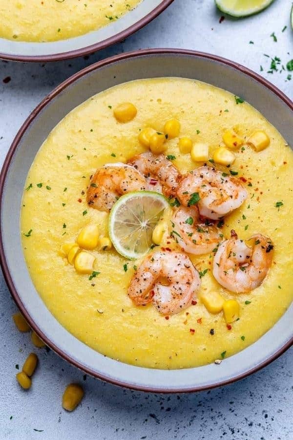 EASY CREAMY POTATO CORN SOUP WITH SHRIMP