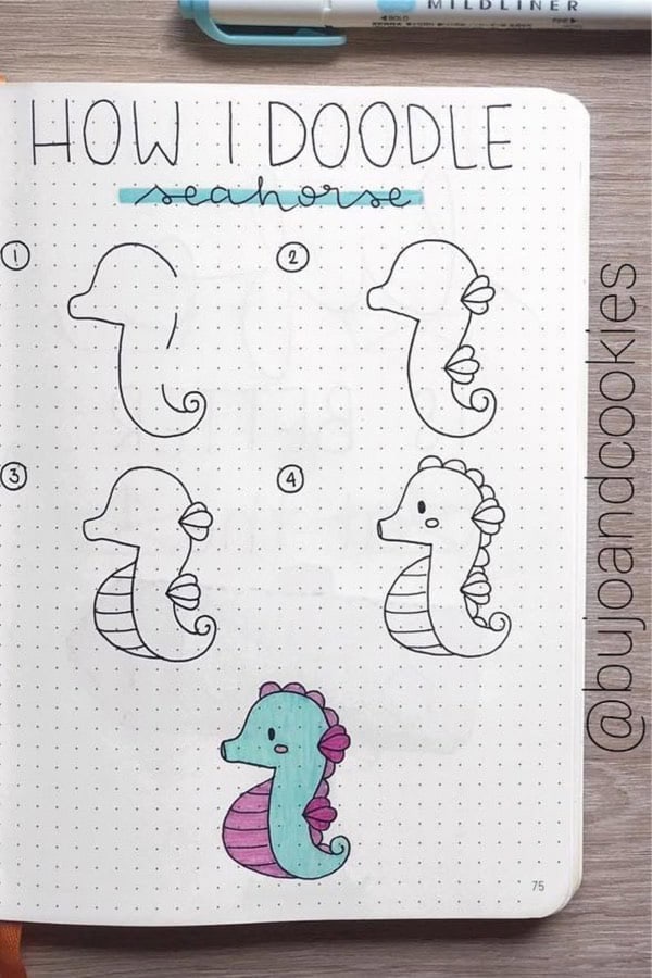 Seahorse Bujo Doodle