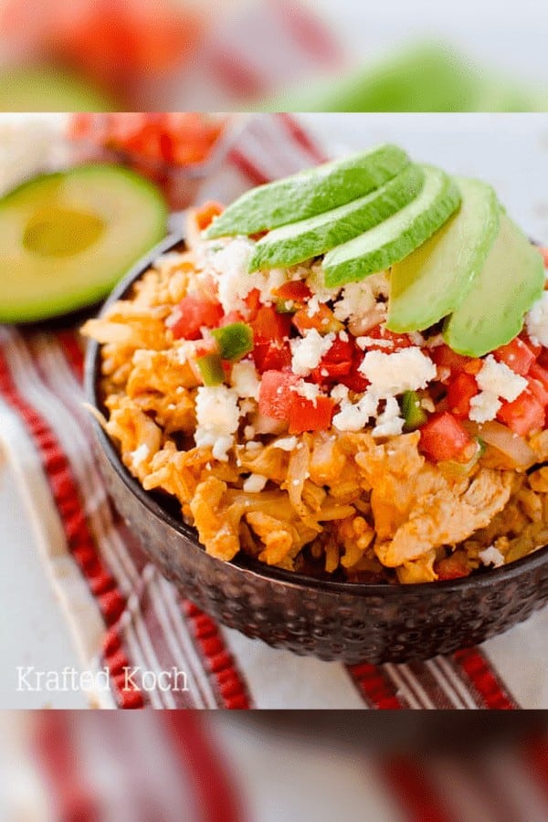 Light Crock Pot Fiesta Chicken & Rice Bowls