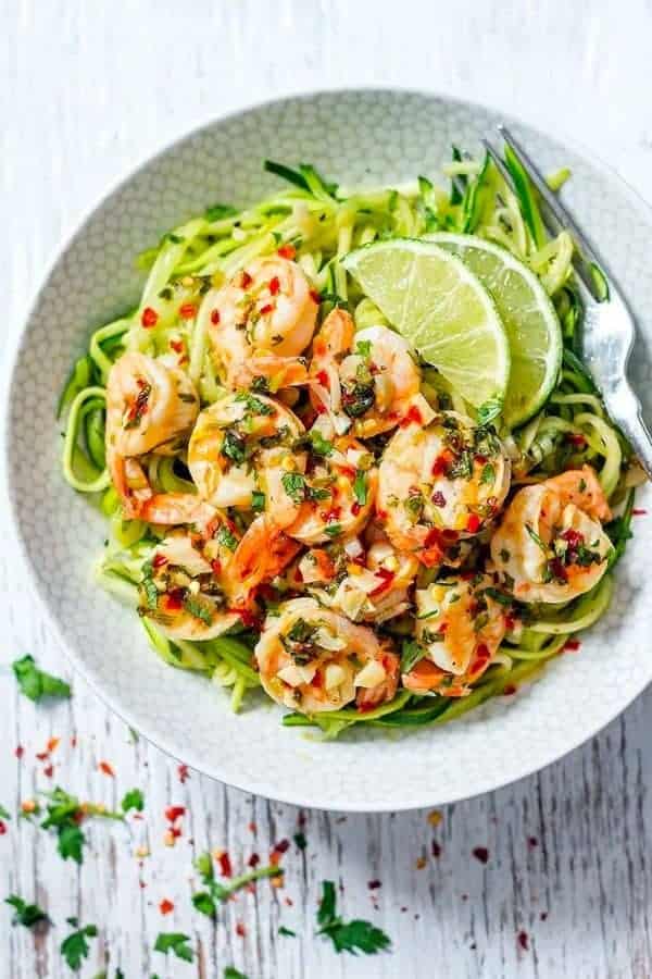 CILANTRO LIME SHRIMP WITH ZUCCHINI NOODLES