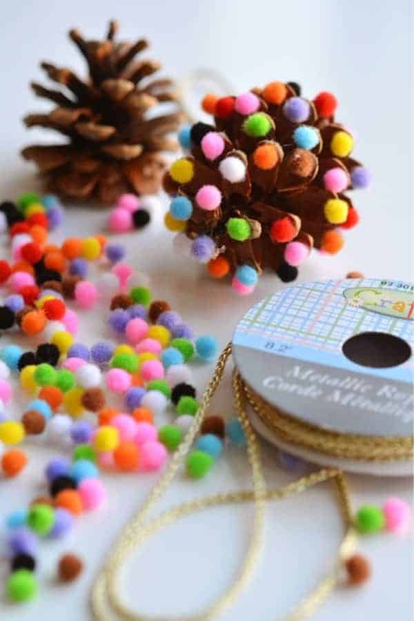 Pom Poms & Pinecones Christmas Ornaments