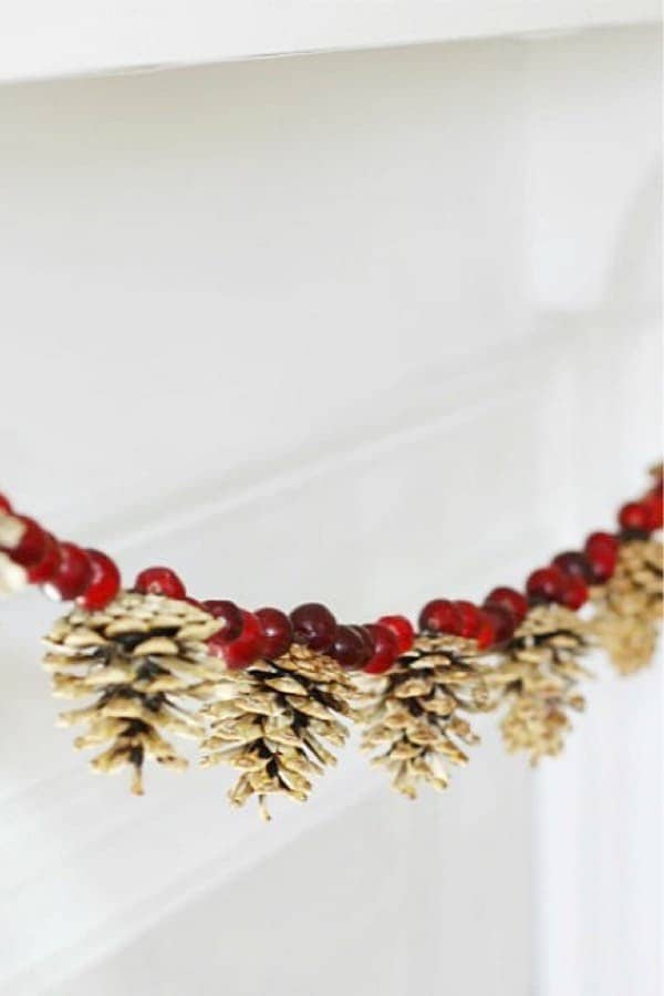 Bleached Pinecone & Cranberry Garland