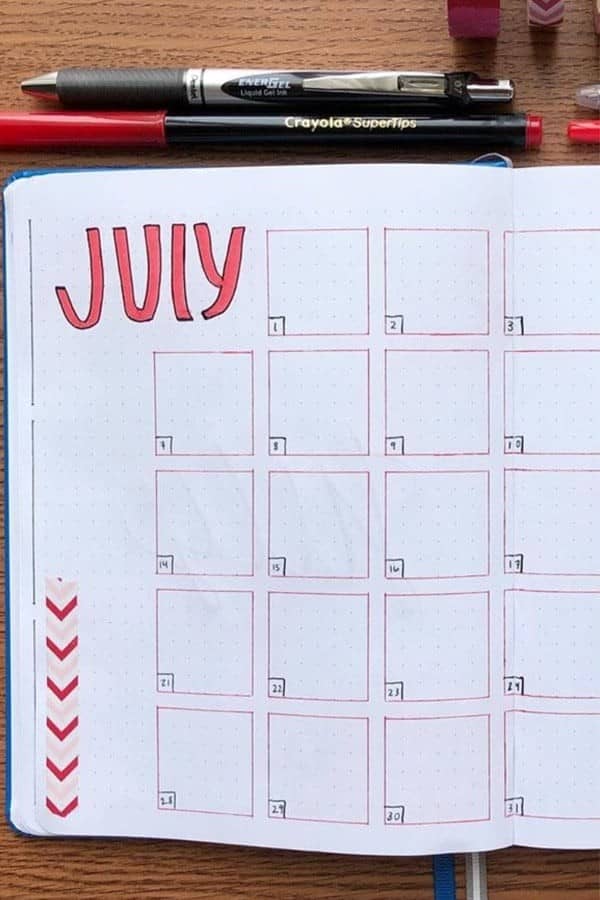 Easy July Bujo Spread