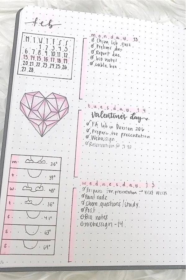 Geometric Heart Bujo Layout