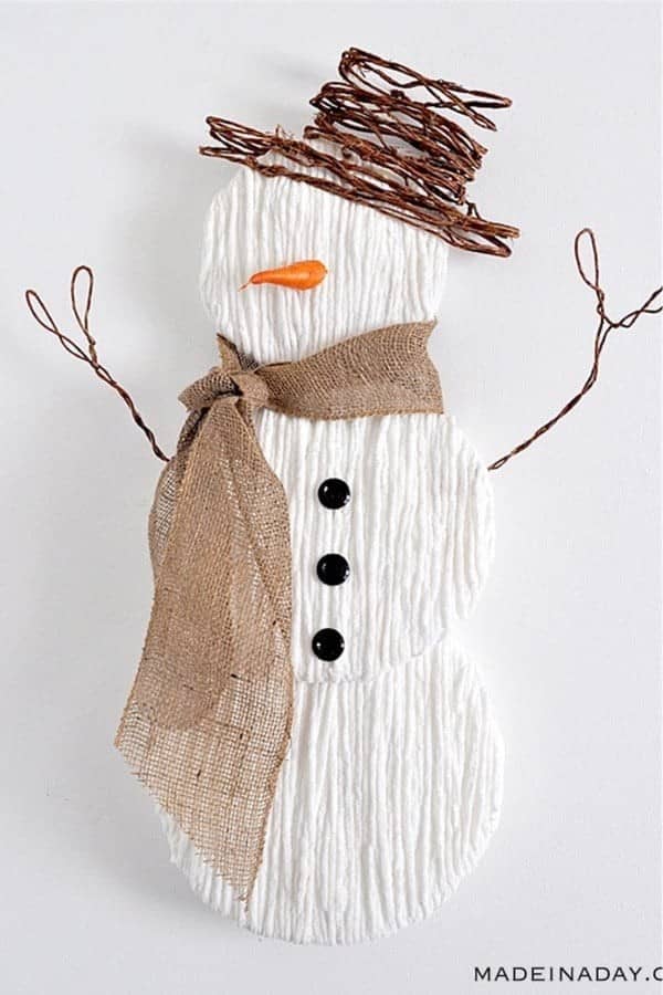 Charming DIY Yarn Snowman Door Hanger