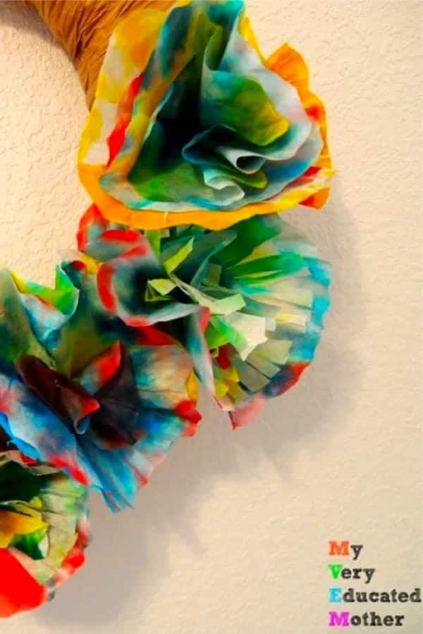 Coffee Filter Flower Wreath Tutorial