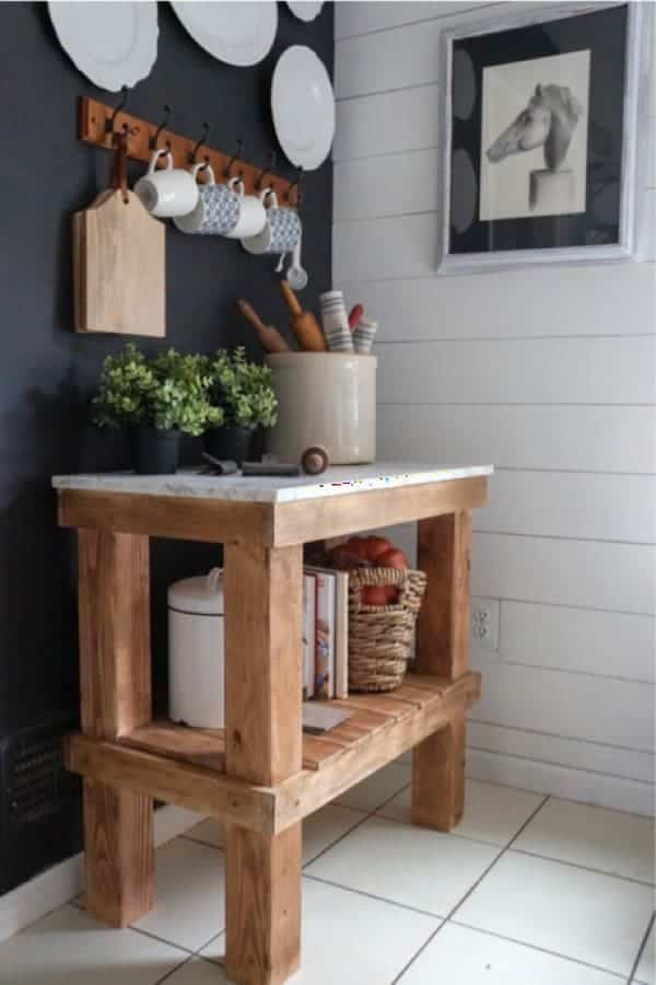 DIY Rustic Cart with Marble Top